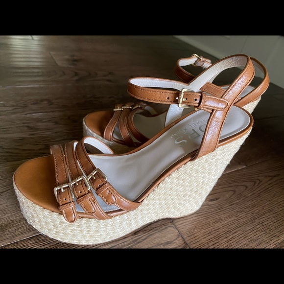 Michael Kors Brown Leather Espadrille Wedge heel sandals Sz. 9 - Picture 5 of 7